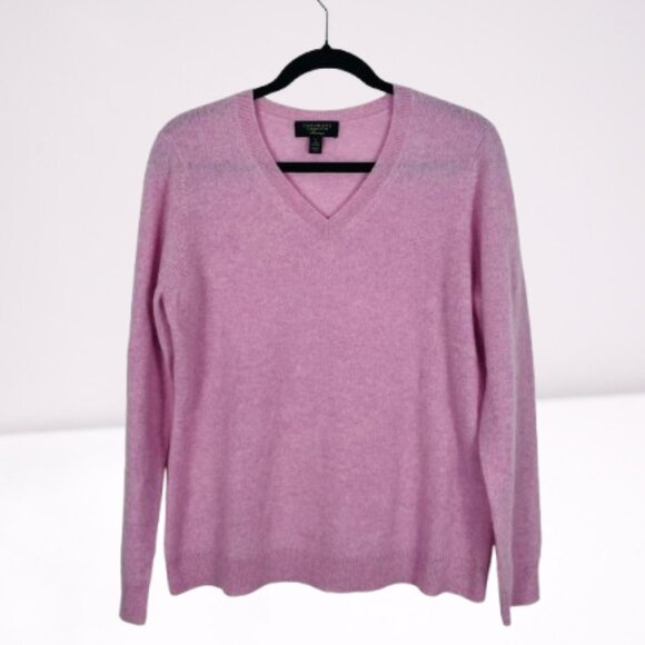 Charter Club NWOT 100% Luxury Cashmere V-Neck Pullover Sweater L Pink lavender - Picture 2 of 9